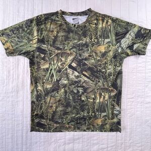 Paramount Outdoors Bass Print Fishouflage Camo Sport Shirt Mens Medium